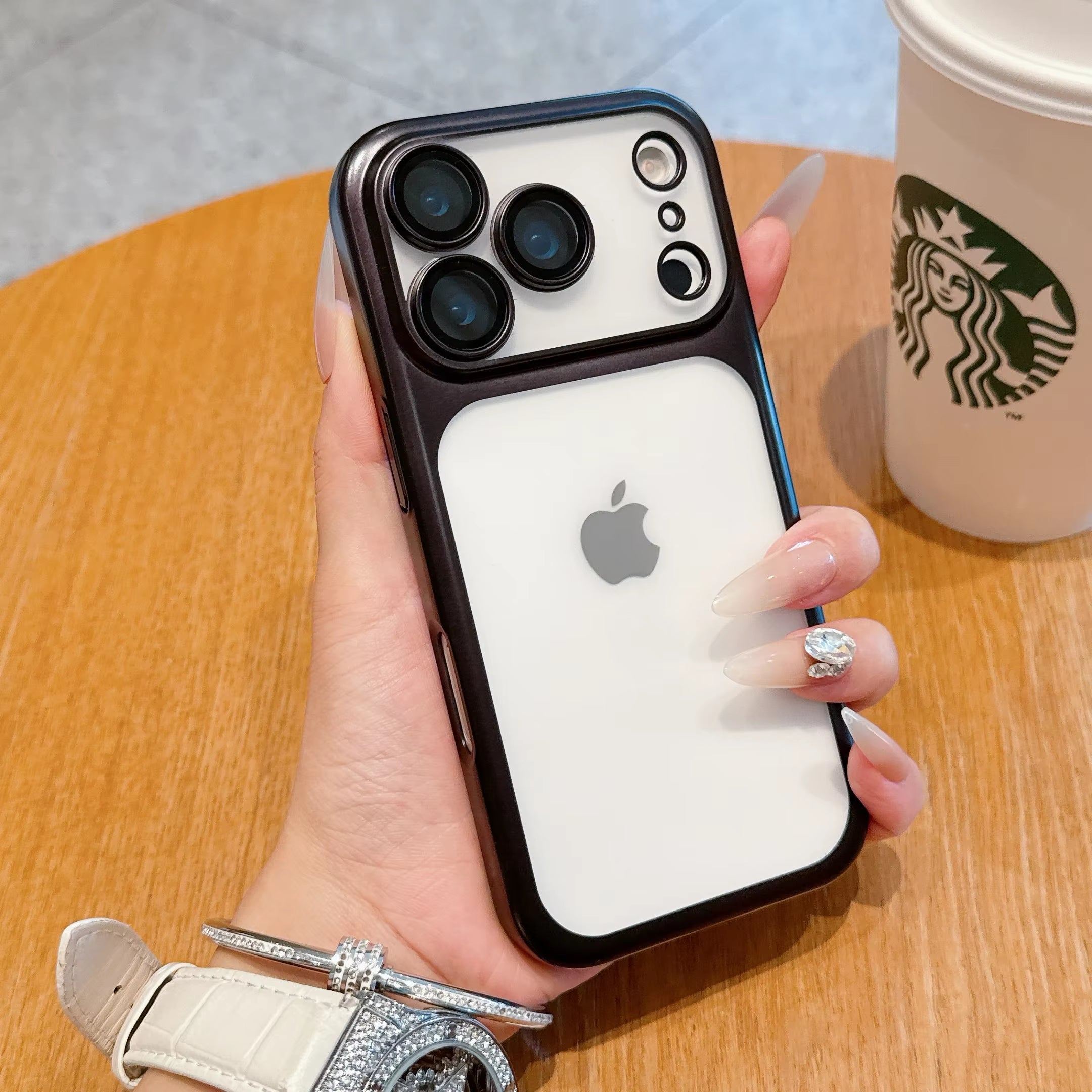 New Transparent Phone Case for Iphone 17 Pro Max 17Air Plating Frame Lens Film Protection Anti-Fall Hard Clear Cover