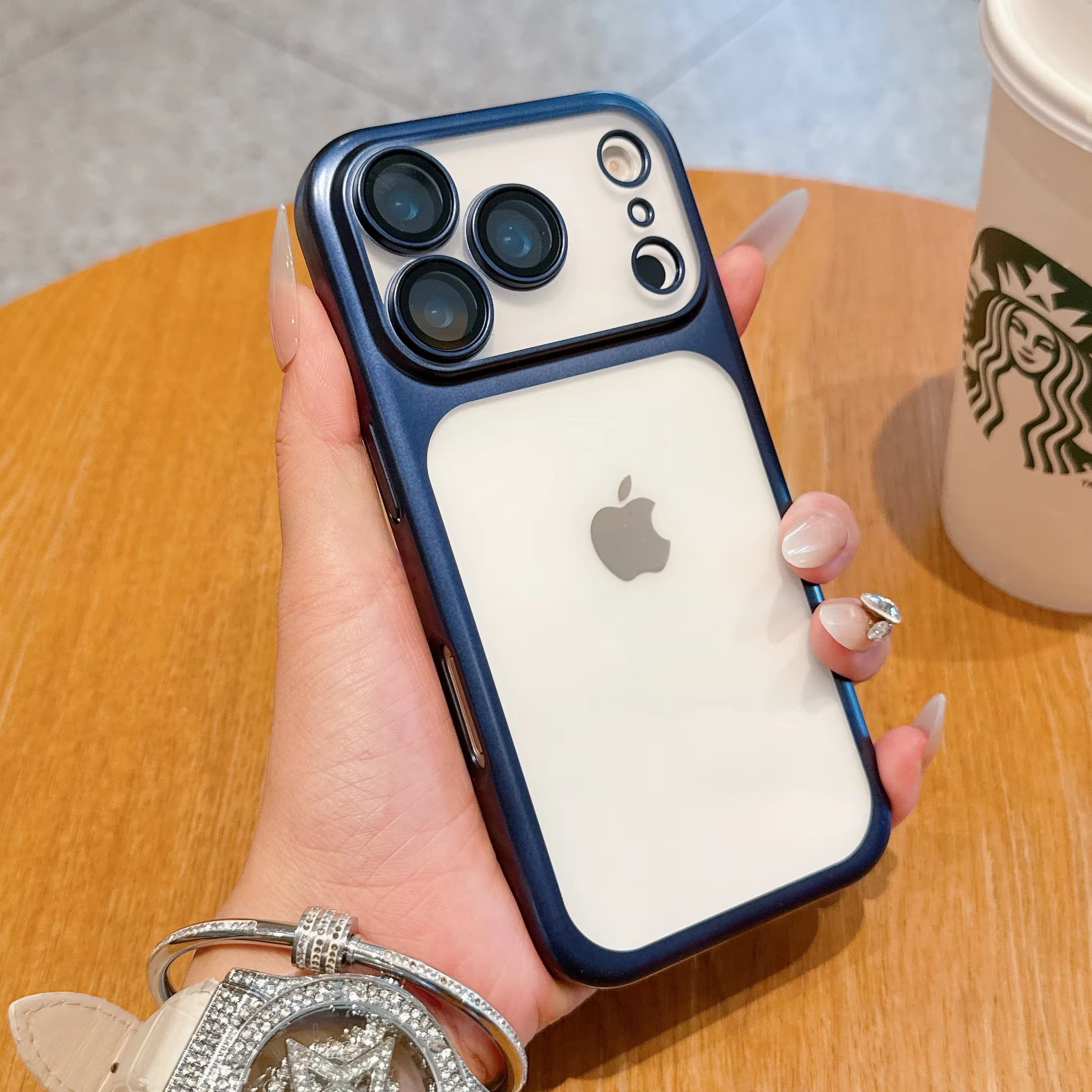 New Transparent Phone Case for Iphone 17 Pro Max 17Air Plating Frame Lens Film Protection Anti-Fall Hard Clear Cover