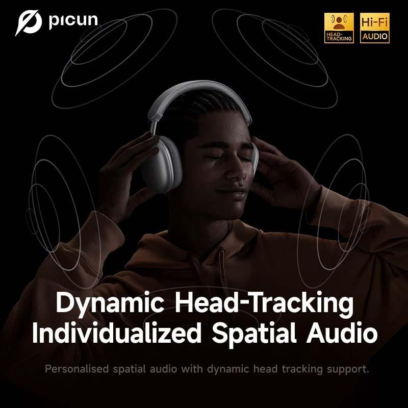 Picun F8 Pro Wireless Headphones - 52Db Noise Cancellation, 5 Smart ENC Mics, Detachable Fabric Ear Cushions, 120 Hour Standby, Seamless Dual Device Connection for All-Day Use and Boosted Productivity